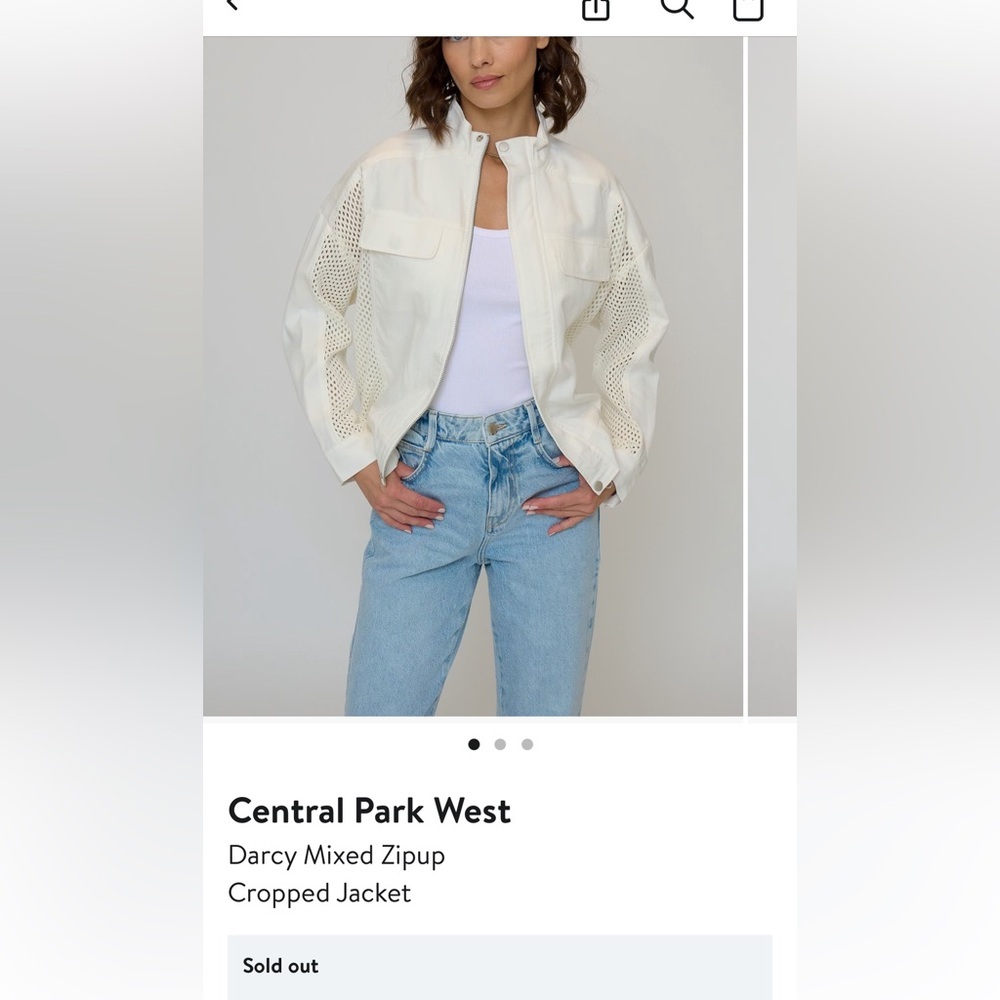 Central Park West Ivory Perforated Jacket